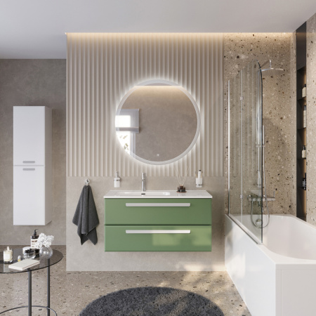 Тумба с раковиной подвесная с двумя ящиками, левосторонняя CEZARES ECO-CER-N 100 Фисташковый Софт, раковина белая CZR-8095-100-L Тумба с раковиной подвесная с двумя ящиками, левосторонняя CEZARES ECO-CER-N 100 Фисташковый Софт, раковина белая CZR-8095-100-L