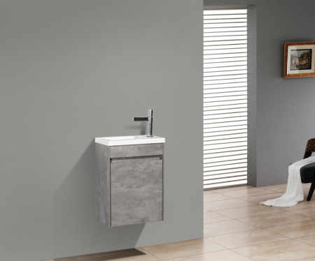 Тумба с раковиной подвесная с дверкой BelBagno PIETRA MINI 40-R Stucco Cemento, раковина белая