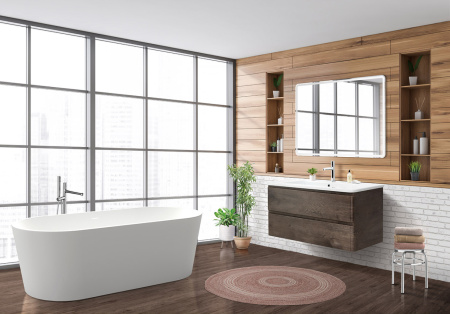 Тумба с раковиной подвесная BelBagno ALBANO-CER 105 Rovere Nature Grigio, раковина белая