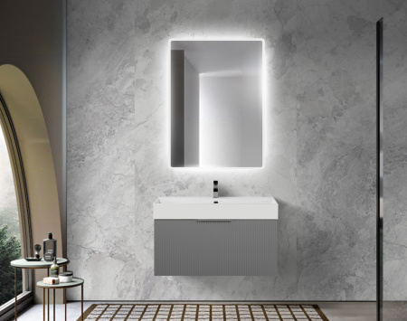 Тумба с раковиной подвесная выдвижными ящиком и внутренним ящиком CEZARES PREMIUM 90 Plisse Grigio nuvola, раковина белая Тумба с раковиной подвесная выдвижными ящиком и внутренним ящиком CEZARES PREMIUM 90 Plisse Grigio nuvola, раковина белая