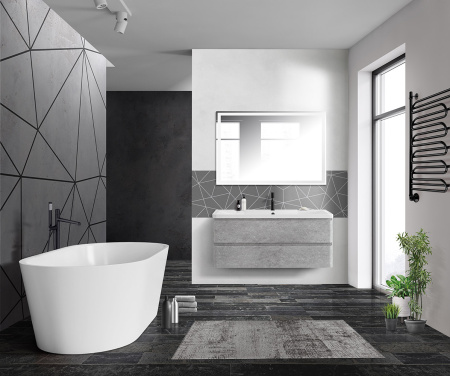 Тумба с раковиной подвесная BelBagno ALBANO 120 Cemento Verona Grigio, раковина белая