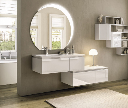 Подвесной шкафчик с двумя выдвижными ящиками CEZARES AVRIL 54404 Bianco Lucido