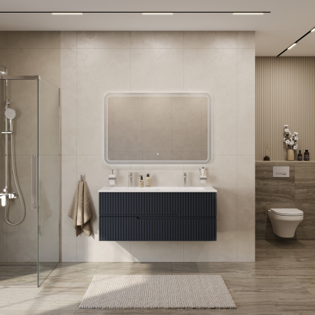 Тумба с раковиной подвесная CEZARES DUET-N 120 Grafito, раковина белая CZR-8073-120-1-2