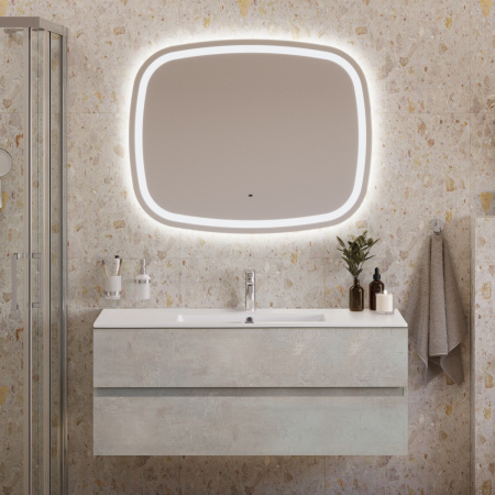 Тумба с раковиной подвесная CEZARES MOLVENO 46 120 Beton, раковина белая CZR-8002-120