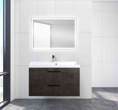 AURORA База под раковину подвесная с двумя выкатными ящиками, Cemento Scuro, 900x450x500, AURORA-900-2C-SO-CS