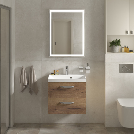 Тумба с раковиной подвесная BelBagno AURORA 60 Rovere Tabacco, раковина белая