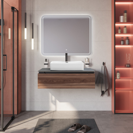 Тумба со столешницей подвесная CEZARES SLIDER 100 Орех дымчатый, столешница SLD-100/48-MNO