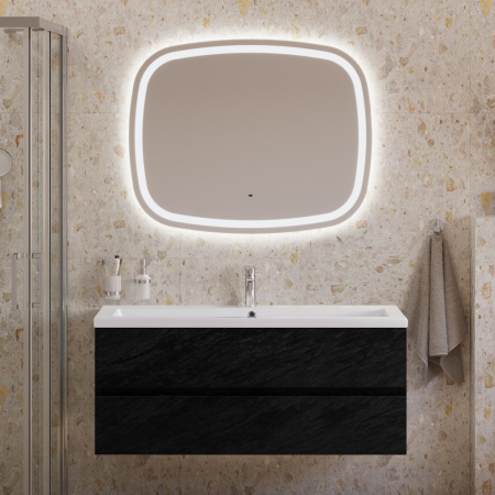 Тумба с раковиной подвесная CEZARES MOLVENO 46 120 Nero, раковина белая  CZR-8070-120