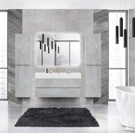 Тумба с раковиной подвесная CEZARES MOLVENO 46 120 Beton, раковина белая