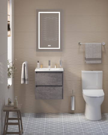 Тумба с раковиной подвесная BelBagno KRAFT 39 50 Cemento Grigio, раковина белая BB-8099-3-50