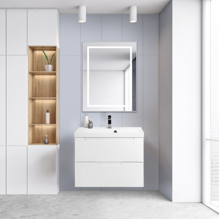 Тумба с раковиной подвесная BelBagno VITTORIA 70 Bianco Lucido-P, раковина белая