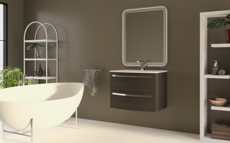 Тумба с раковиной подвесная CEZARES COMFORT 75 Grigio Scuro, раковина белая