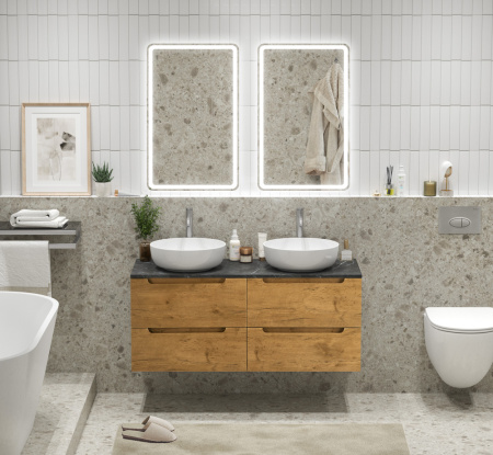 Тумба с четырьмя ящиками и столешницей подвесная BelBagno ETNA 120 Rovere Nature