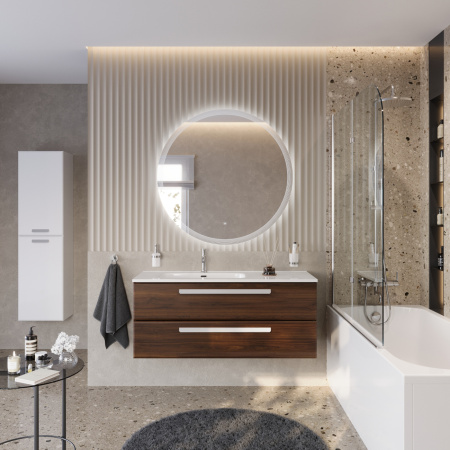 Тумба с раковиной подвесная с двумя ящиками, левосторонняя CEZARES ECO-CER-N 120 Орех Шоколад Софт, раковина белая CZR-8095-120-L Тумба с раковиной подвесная с двумя ящиками, левосторонняя CEZARES ECO-CER-N 120 Орех Шоколад Софт, раковина белая CZR-8095-120-L