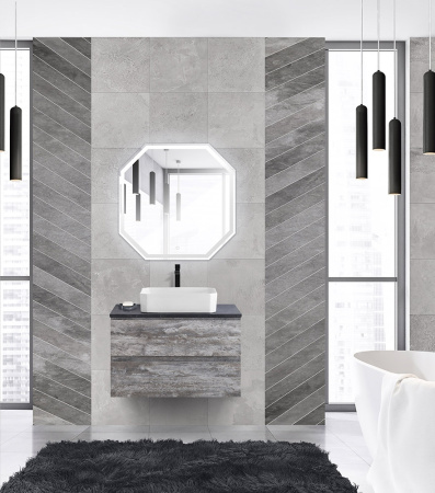 Тумба со столешницей под накладную раковину подвесная CEZARES MOLVENO 46 80 Legno Grigio