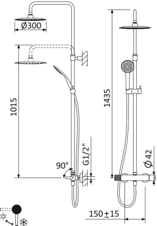 Душевая стойка CEZARES LEAF-CDA-30-L-ST