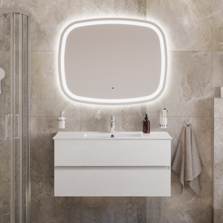 Тумба с раковиной подвесная CEZARES MOLVENO 46 100 Bianco Ghiaccio, раковина белая CZR-8002-100 Тумба с раковиной подвесная CEZARES MOLVENO 46 100 Bianco Ghiaccio, раковина белая CZR-8002-100