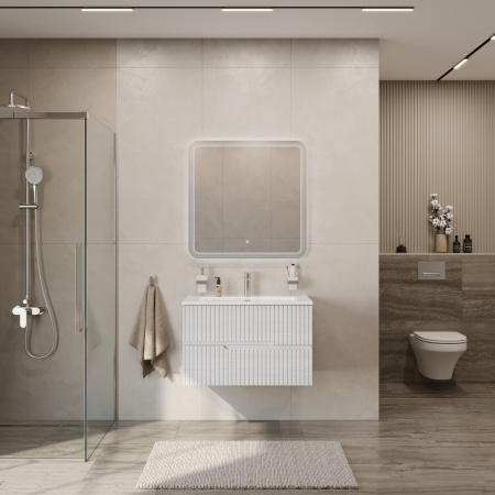 Тумба с раковиной подвесная CEZARES DUET-N 80 Ясень белый Софт, раковина белая CZR-8073-80 Тумба с раковиной подвесная CEZARES DUET-N 80 Ясень белый Софт, раковина белая CZR-8073-80