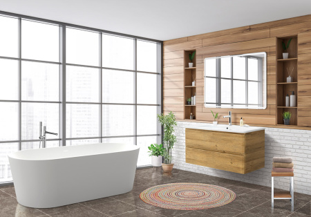 Тумба с раковиной подвесная BelBagno ALBANO-CER 105 Rovere Rustico, раковина белая