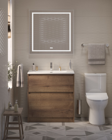Тумба с раковиной напольная BelBagno KRAFT 39 80 Rovere Tabacco, раковина белая BB-8099-3-80