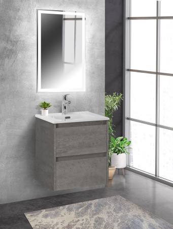 Тумба с раковиной подвесная BelBagno KRAFT 50 Cemento Grigio, раковина белая