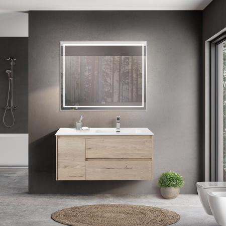 Тумба с раковиной подвесная с двумя ящиками и одной дверцей BelBagno KRAFT 100 Rovere Galifax Bianco правая, раковина белая Тумба с раковиной подвесная с двумя ящиками и одной дверцей BelBagno KRAFT 100 Rovere Galifax Bianco правая, раковина белая