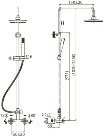 Душевая стойка BelBagno VITTORIA VIT-DOC-CRM