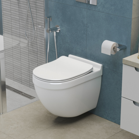 Унитаз подвесной безободковый с сиденьем и смывом TORNADO BelBagno SENSO-TOR BB017CH-TOR/SC