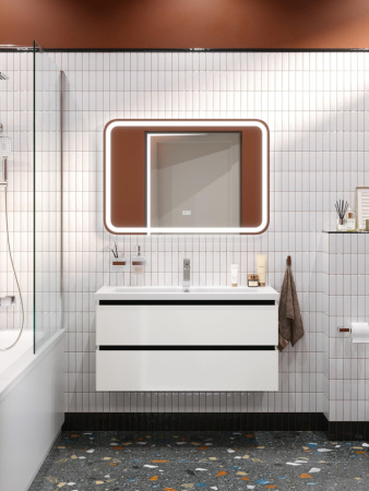 Тумба с раковиной подвесная CEZARES PLANE 100 Bianco Lucido, раковина белая CZR-8070-100 Тумба с раковиной подвесная CEZARES PLANE 100 Bianco Lucido, раковина белая CZR-8070-100