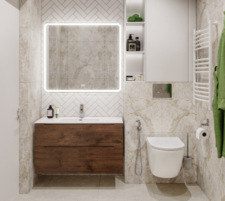 Тумба с раковиной подвесная BelBagno ETNA-H60 100 Rovere Moro, раковина белая