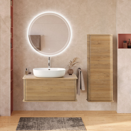 Тумба со столешницей подвесная CEZARES IDRA 98 Rovere Tabacco, столешница 55836 Rovere Tabacco