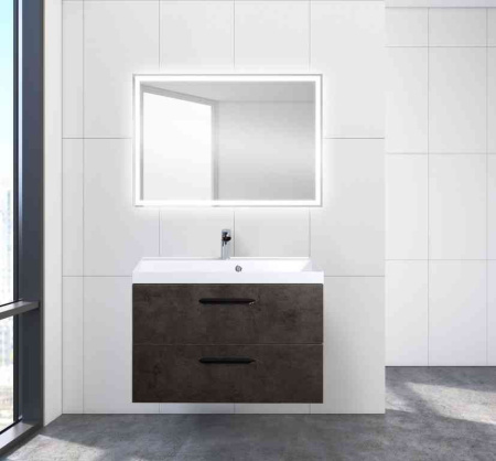 AURORA База под раковину подвесная с двумя выкатными ящиками, Cemento Scuro, 800x450x500, AURORA-800-2C-SO-CS