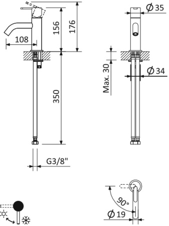 Смеситель для раковины CEZARES LEAF-LSM2-L-PO
