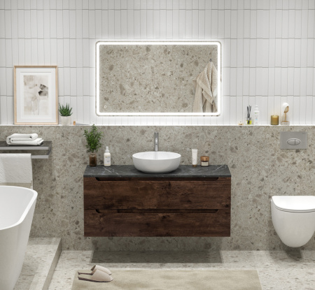 Тумба со столешницей и накладной раковиной подвесная BelBagno ETNA 120 Rovere Moro