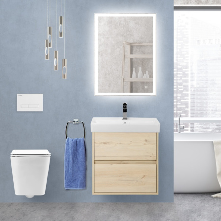 Тумба с раковиной подвесная BelBagno NEON 60 Pino Bianco, раковина белая