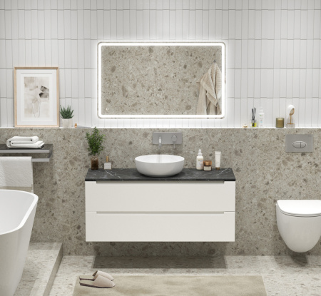 Тумба со столешницей подвесная BelBagno ETNA 120 Bianco Lucido, без отверстия под смеситель