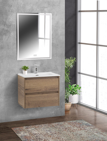 Тумба с раковиной подвесная BelBagno KRAFT 39 70 Rovere Tabacco, раковина белая