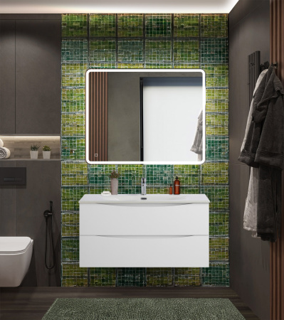 Тумба с раковиной подвесная BelBagno MARINO-CER-N 100 Bianco Opaco, раковина белая