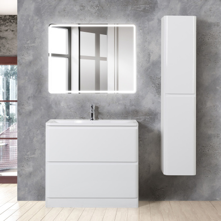 Тумба с раковиной напольная BelBagno ALBANO 100 Bianco Lucido, раковина белая