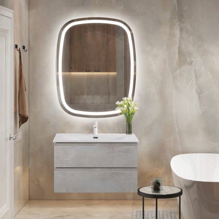 Тумба с раковиной подвесная CEZARES MOLVENO 90 Beton, раковина белая CZR-8099-90/50