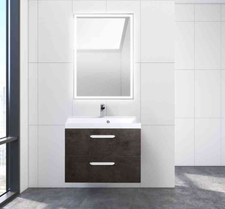 AURORA База под раковину подвесная с двумя выкатными ящиками, Cemento Scuro, 700x450x500, AURORA-700-2C-SO-CS