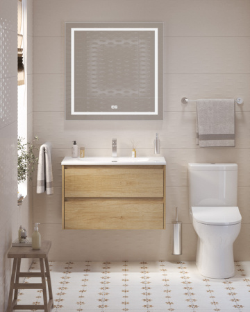 Тумба с раковиной подвесная BelBagno KRAFT 39 80 Rovere Nebrasca Nature, раковина белая BB-8099-3-80