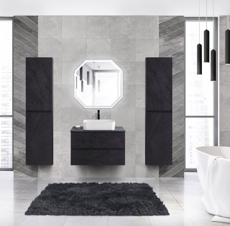 Тумба со столешницей под накладную раковину подвесная CEZARES MOLVENO 46 80 Nero