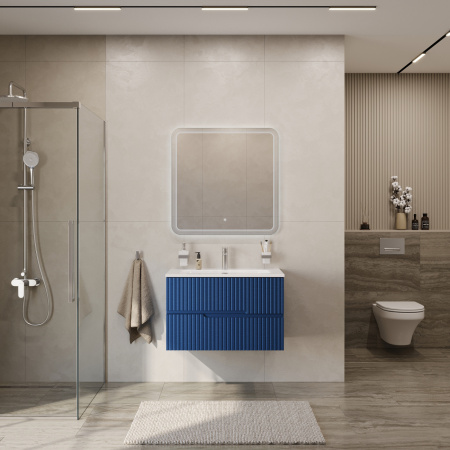 Тумба с раковиной подвесная CEZARES DUET-N 80 Sapfiro, раковина белая CZR-8073-80