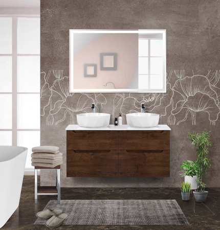 Тумба со столешницей и накладными раковинами подвесная BelBagno ETNA-H60 120 Rovere Moro