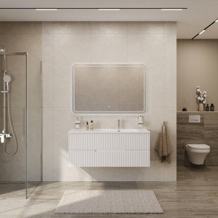 Тумба с раковиной подвесная с двумя ящиками, правосторонняя CEZARES DUET-N 120 Bianco Lucido, раковина белая CZR-8095-120-R Тумба с раковиной подвесная с двумя ящиками, правосторонняя CEZARES DUET-N 120 Bianco Lucido, раковина белая CZR-8095-120-R