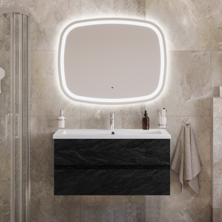 Тумба с раковиной подвесная CEZARES MOLVENO 46 100 Antracite, раковина белая CZR-8070-100 Тумба с раковиной подвесная CEZARES MOLVENO 46 100 Antracite, раковина белая CZR-8070-100