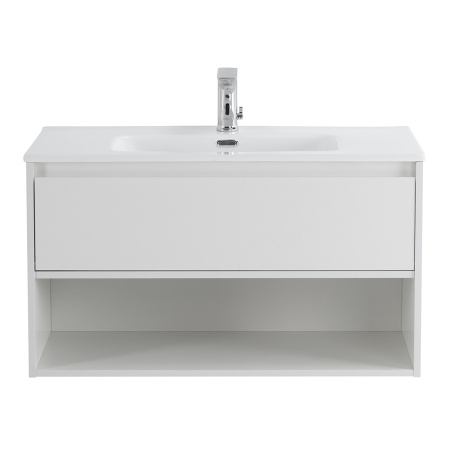 База под раковину подвесная с ящиком и открытой полкой BelBagno KRAFT-1000-1C-SO-BO Bianco Opaco