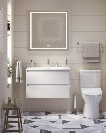 Тумба с раковиной подвесная BelBagno KRAFT 39 80 Bianco Opaco, раковина белая BB-8099-3-80