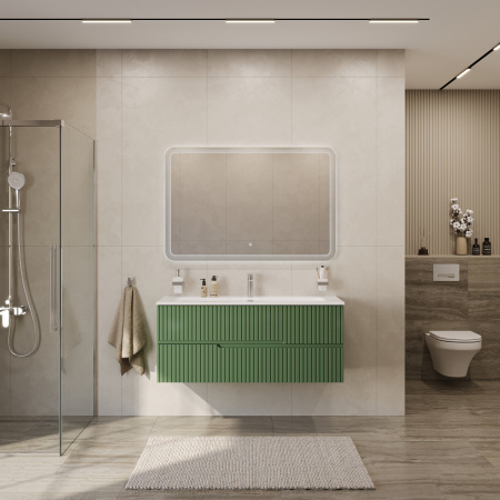 Тумба с раковиной подвесная CEZARES DUET-N 120 Фисташковый Софт, раковина белая CZR-8073-120